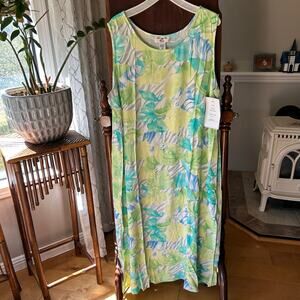 New! Vintage 5X key lime pie maxi tank dress green blue sea Hawaiian